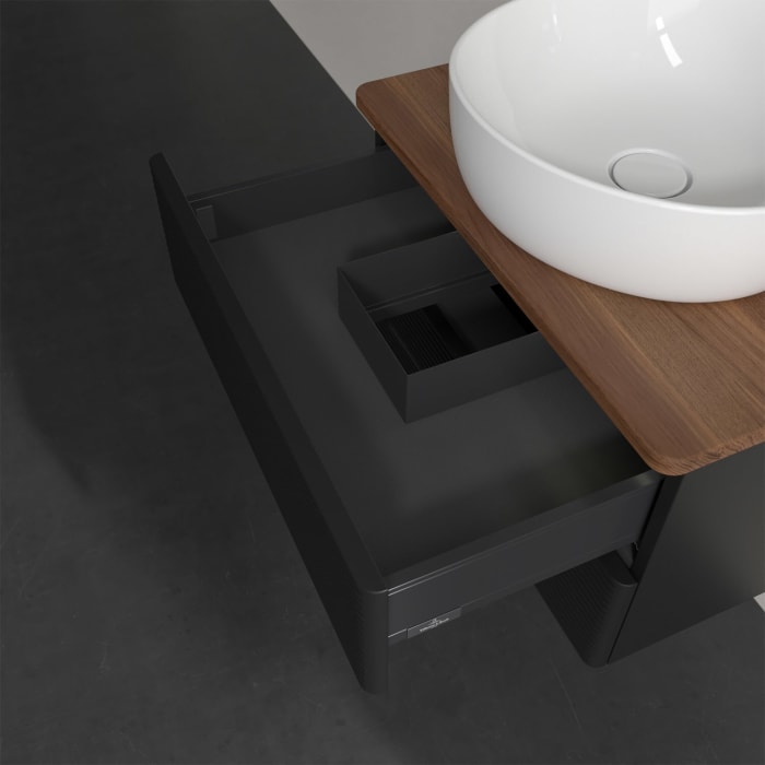 Villeroy & Boch Antao Waschbeckenunterschrank, 60 x 36 cm, 2 Auszüge mit LED-Licht, Front mit Struktur, ohne Hahnloch