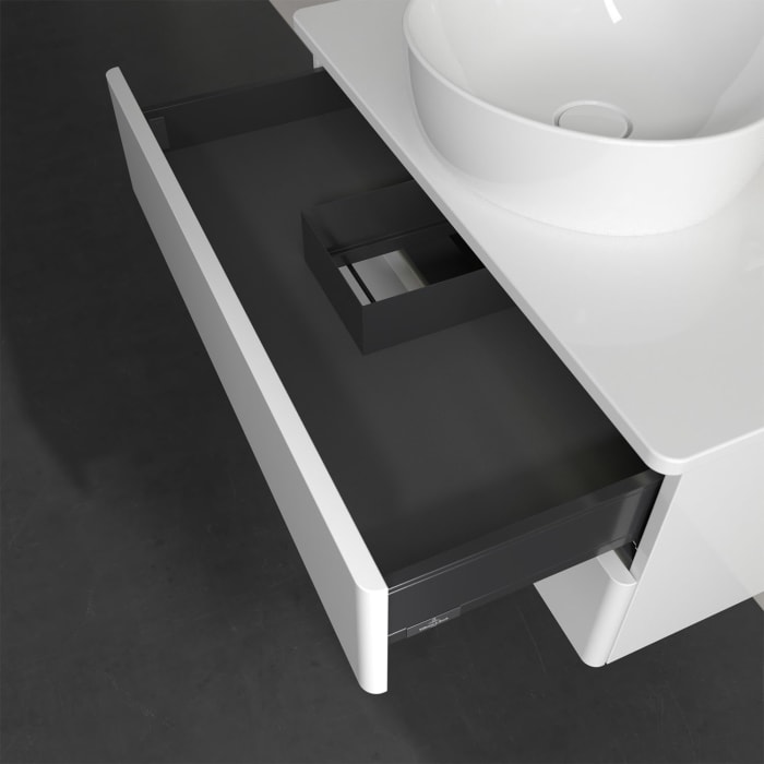 Villeroy & Boch Antao Waschbeckenunterschrank, 80 x 36 cm, 2 Auszüge mit LED-Licht, Front ohne Struktur, ohne Hahnloch