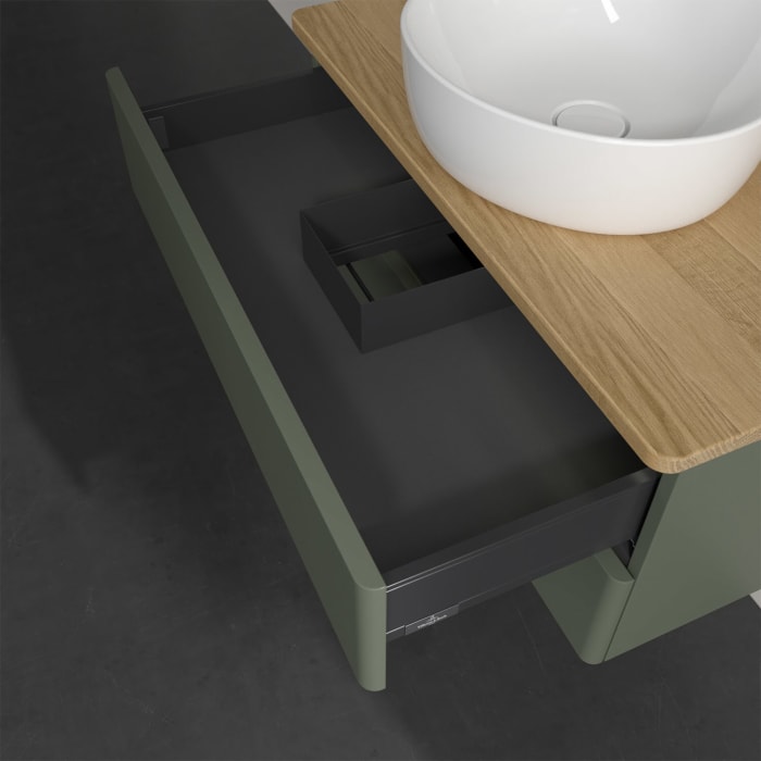 Villeroy & Boch Antao Waschbeckenunterschrank, 80 x 36 cm, 2 Auszüge mit LED-Licht, Front ohne Struktur, ohne Hahnloch