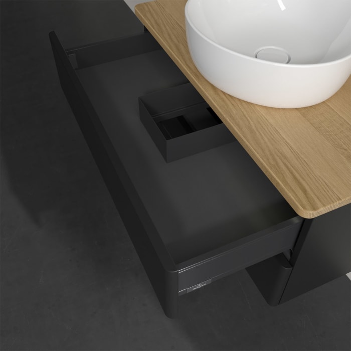 Villeroy & Boch Antao Waschbeckenunterschrank, 80 x 36 cm, 2 Auszüge mit LED-Licht, Front ohne Struktur, ohne Hahnloch