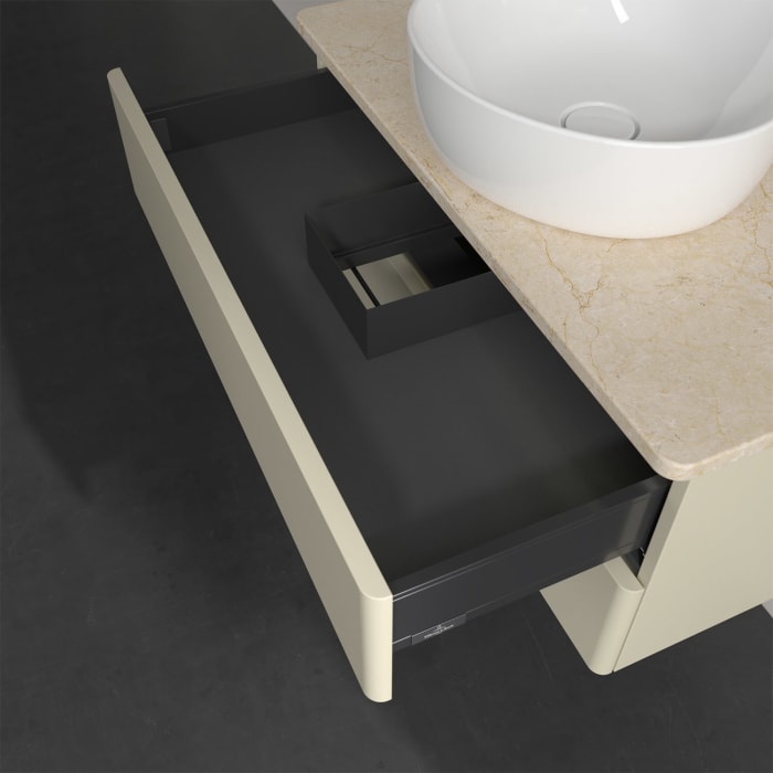 Villeroy & Boch Antao Waschbeckenunterschrank, 80 x 36 cm, 2 Auszüge mit LED-Licht, Front ohne Struktur, ohne Hahnloch