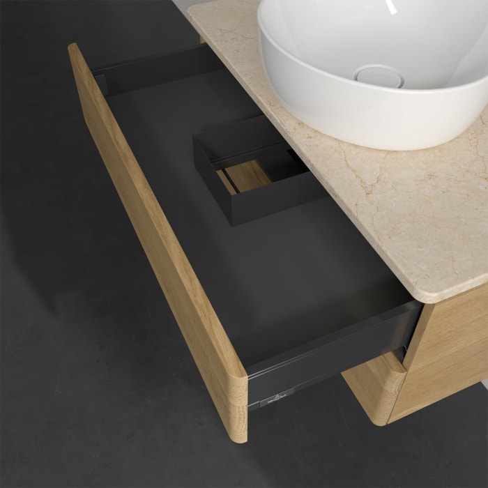 Villeroy & Boch Antao Waschbeckenunterschrank, 80 x 36 cm, 2 Auszüge mit LED-Licht, Front ohne Struktur, ohne Hahnloch