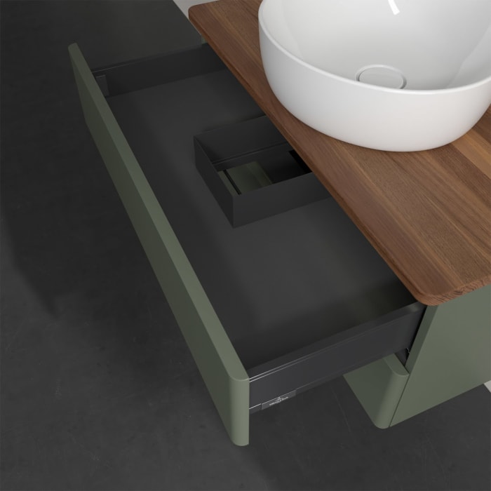 Villeroy & Boch Antao Waschbeckenunterschrank, 80 x 36 cm, 2 Auszüge mit LED-Licht, Front ohne Struktur, mit Hahnloch