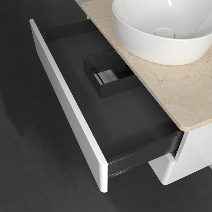 Villeroy & Boch Antao Waschbeckenunterschrank, 80 x 36 cm, 2 Auszüge mit LED-Licht, Front ohne Struktur, mit Hahnloch