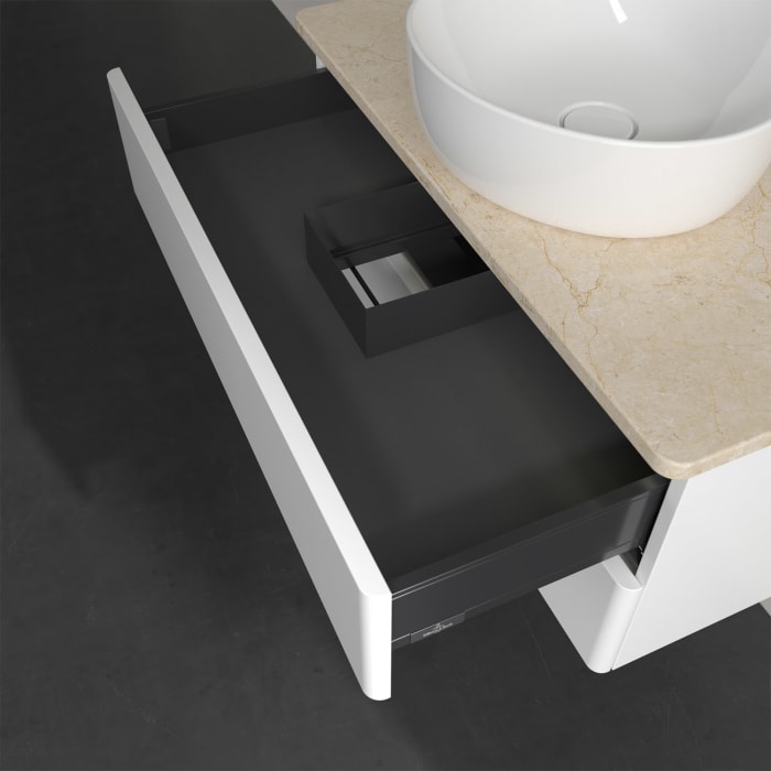 Villeroy & Boch Antao Waschbeckenunterschrank, 80 x 36 cm, 2 Auszüge mit LED-Licht, Front ohne Struktur, mit Hahnloch