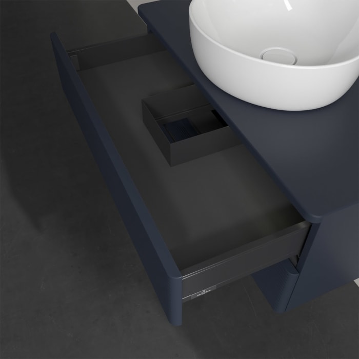 Villeroy & Boch Antao Waschbeckenunterschrank, 80 x 36 cm, 2 Auszüge mit LED-Licht, Front mit Struktur, ohne Hahnloch