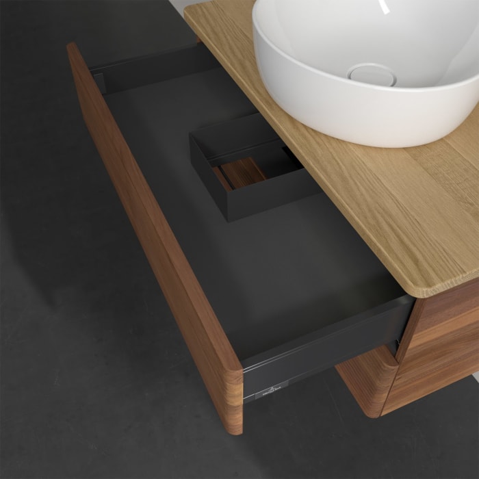 Villeroy & Boch Antao Waschbeckenunterschrank, 80 x 36 cm, 2 Auszüge mit LED-Licht, Front mit Struktur, mit Hahnloch