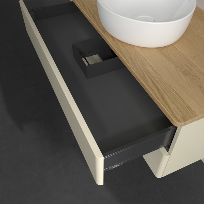 Villeroy & Boch Antao Waschbeckenunterschrank, 100 x 36 cm, 2 Auszüge mit LED-Licht, Front ohne Struktur, ohne Hahnloch