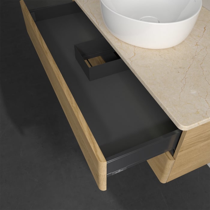 Villeroy & Boch Antao Waschbeckenunterschrank, 100 x 36 cm, 2 Auszüge mit LED-Licht, Front ohne Struktur, ohne Hahnloch