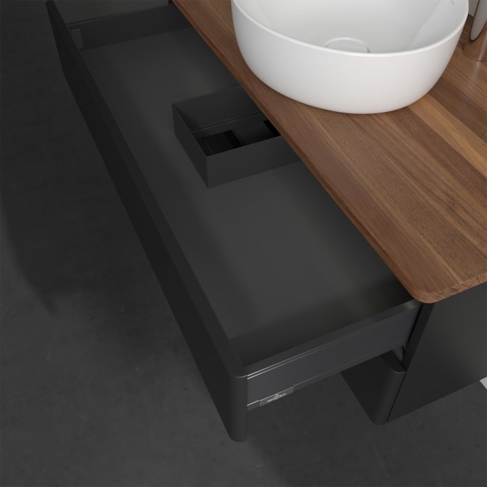 Villeroy & Boch Antao Waschbeckenunterschrank, 100 x 36 cm, 2 Auszüge mit LED-Licht, Front ohne Struktur, mit Hahnloch