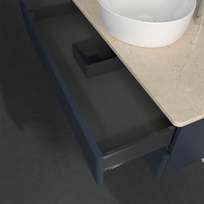 Villeroy & Boch Antao Waschbeckenunterschrank, 100 x 36 cm, 2 Auszüge mit LED-Licht, Front ohne Struktur, mit Hahnloch