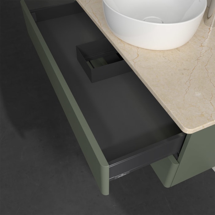 Villeroy & Boch Antao Waschbeckenunterschrank, 100 x 36 cm, 2 Auszüge mit LED-Licht, Front ohne Struktur, mit Hahnloch