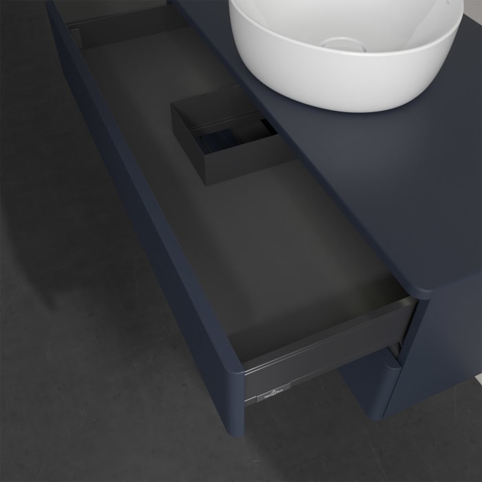 Villeroy & Boch Antao Waschbeckenunterschrank, 100 x 36 cm, 2 Auszüge mit LED-Licht, Front mit Struktur, ohne Hahnloch