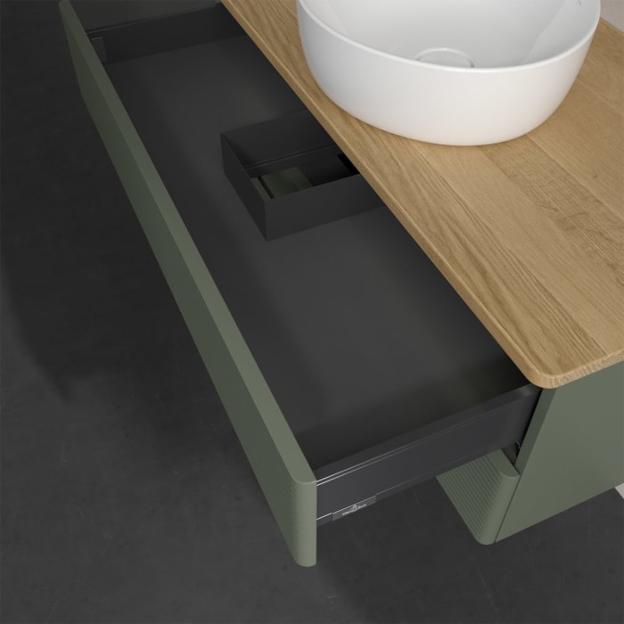 Villeroy & Boch Antao Waschbeckenunterschrank, 100 x 36 cm, 2 Auszüge mit LED-Licht, Front mit Struktur, ohne Hahnloch