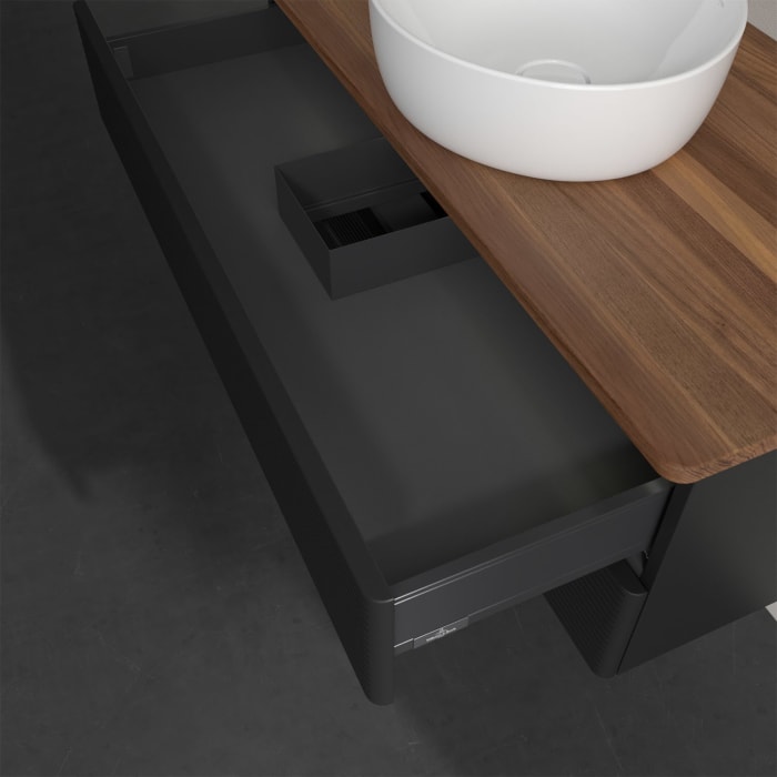 Villeroy & Boch Antao Waschbeckenunterschrank, 100 x 36 cm, 2 Auszüge mit LED-Licht, Front mit Struktur, ohne Hahnloch