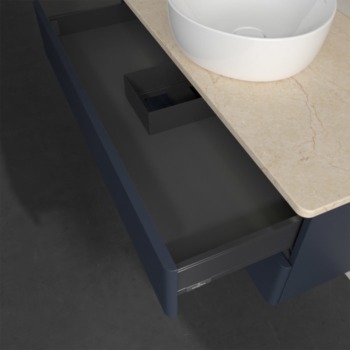 Villeroy & Boch Antao Waschbeckenunterschrank, 100 x 36 cm, 2 Auszüge mit LED-Licht, Front mit Struktur, ohne Hahnloch