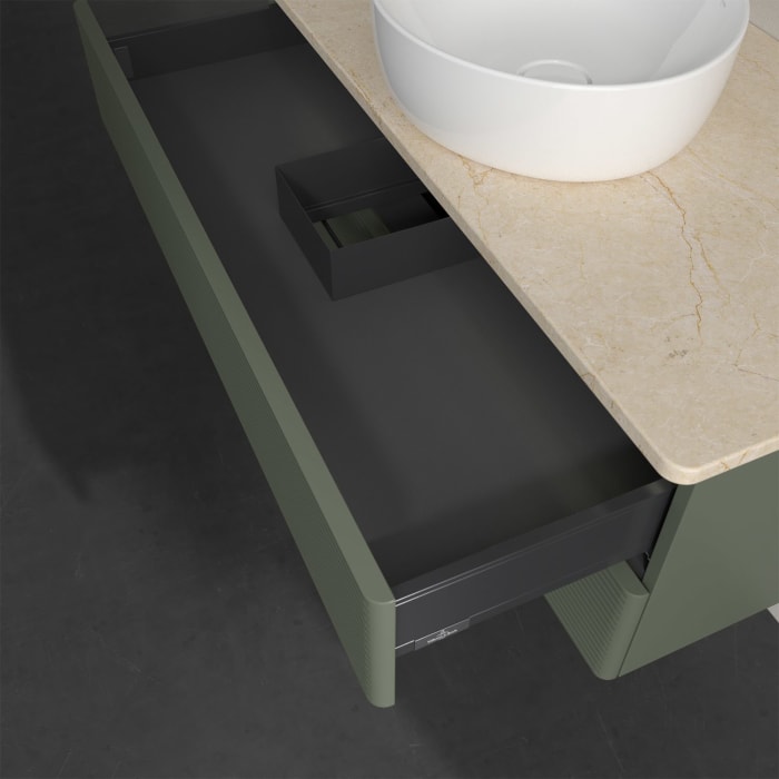 Villeroy & Boch Antao Waschbeckenunterschrank, 100 x 36 cm, 2 Auszüge mit LED-Licht, Front mit Struktur, ohne Hahnloch