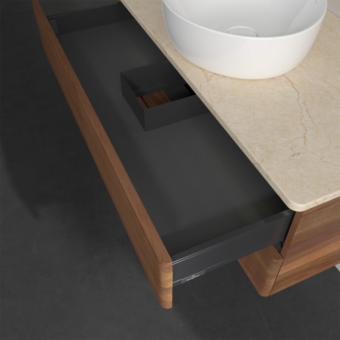 Villeroy & Boch Antao Waschbeckenunterschrank, 100 x 36 cm, 2 Auszüge mit LED-Licht, Front mit Struktur, ohne Hahnloch