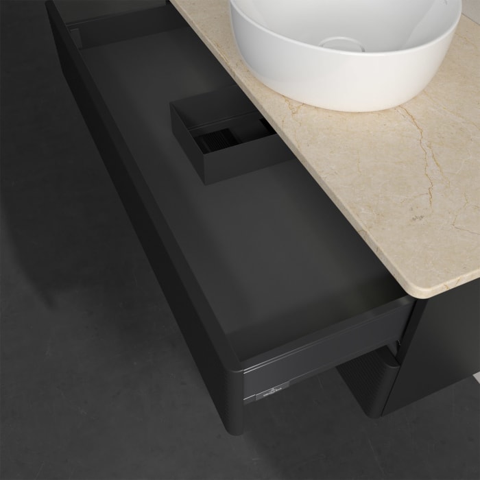 Villeroy & Boch Antao Waschbeckenunterschrank, 100 x 36 cm, 2 Auszüge mit LED-Licht, Front mit Struktur, ohne Hahnloch