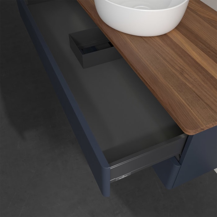 Villeroy & Boch Antao Waschbeckenunterschrank, 120 x 36 cm, 2 Auszüge mit LED-Licht, Front ohne Struktur, ohne Hahnloch, für Waschtisch mittig