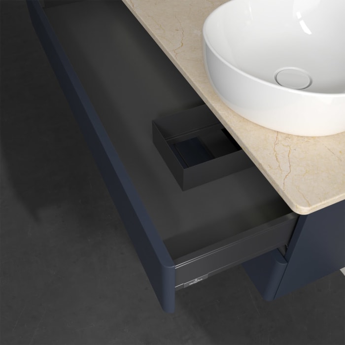 Villeroy & Boch Antao Waschbeckenunterschrank, 120 x 36 cm, 2 Auszüge mit LED-Licht, Front ohne Struktur, ohne Hahnloch, für Waschtisch rechts