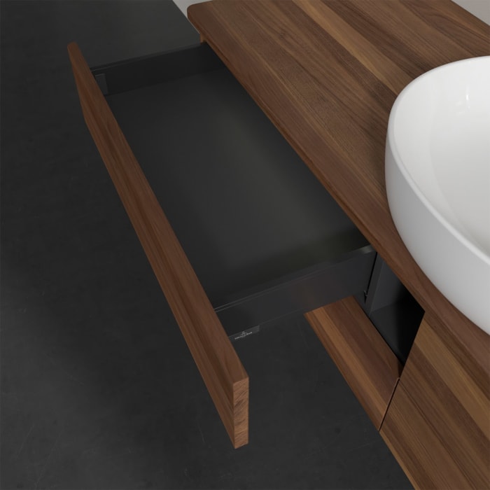 Villeroy & Boch Antao Waschbeckenunterschrank, 160 x 36 cm, 4 Auszüge mit LED-Licht, Front ohne Struktur, ohne Hahnloch, für Waschtisch mittig