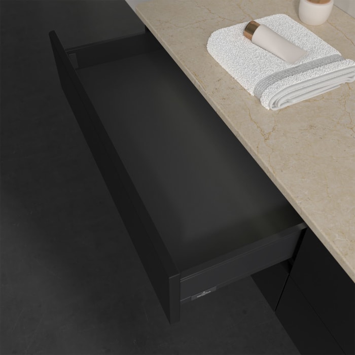 Villeroy & Boch Antao Waschbeckenunterschrank, 160 x 36 cm, 4 Auszüge mit LED-Licht, Front ohne Struktur, ohne Hahnloch, für Waschtisch rechts