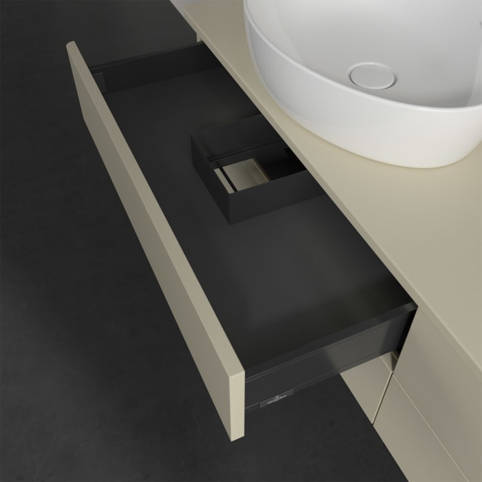 Villeroy & Boch Antao Waschbeckenunterschrank, 160 x 36 cm, 4 Auszüge mit LED-Licht, Front ohne Struktur, ohne Hahnloch, für Waschtisch links und rech