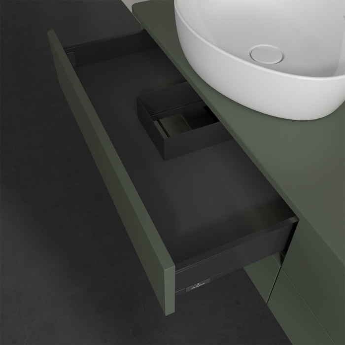 Villeroy & Boch Antao Waschbeckenunterschrank, 160 x 36 cm, 4 Auszüge mit LED-Licht, Front ohne Struktur, ohne Hahnloch, für Waschtisch links und rech