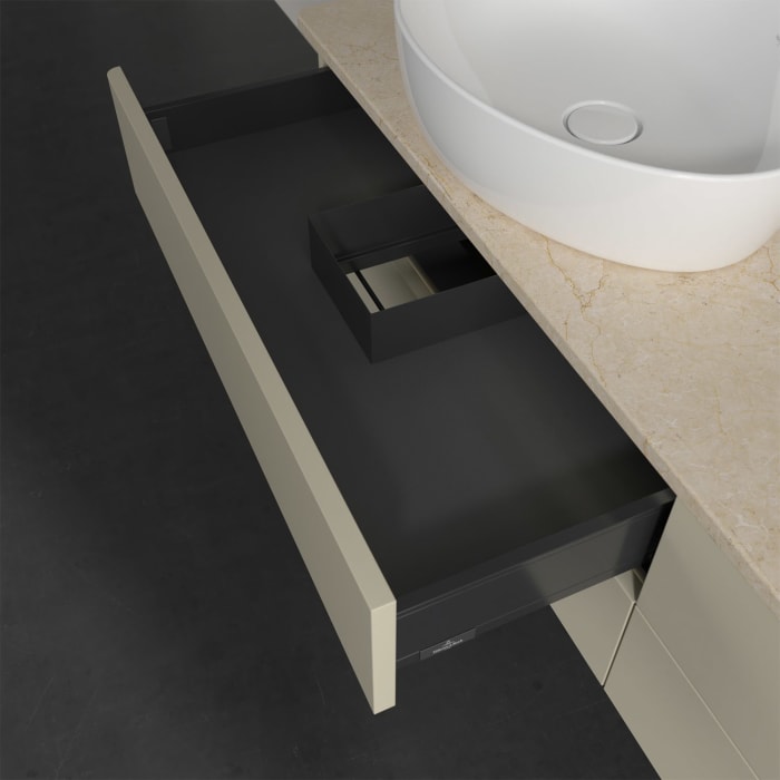 Villeroy & Boch Antao Waschbeckenunterschrank, 160 x 36 cm, 4 Auszüge mit LED-Licht, Front ohne Struktur, ohne Hahnloch, für Waschtisch links und rech