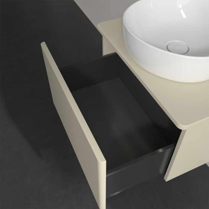 Villeroy & Boch Antao Waschbeckenunterschrank, 60 x 36 cm, 1 Auszug mit LED-Licht, Front ohne Struktur, ohne Hahnloch