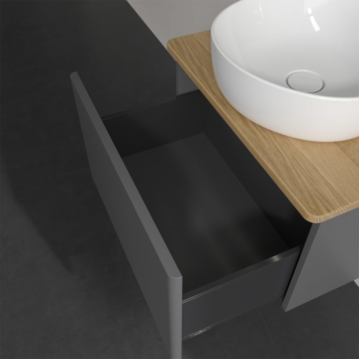 Villeroy & Boch Antao Waschbeckenunterschrank, 60 x 36 cm, 1 Auszug mit LED-Licht, Front ohne Struktur, ohne Hahnloch