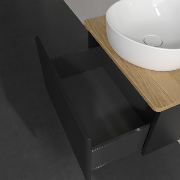 Villeroy & Boch Antao Waschbeckenunterschrank, 60 x 36 cm, 1 Auszug mit LED-Licht, Front ohne Struktur, ohne Hahnloch