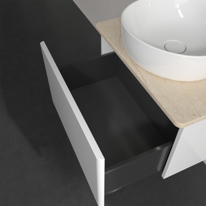 Villeroy & Boch Antao Waschbeckenunterschrank, 60 x 36 cm, 1 Auszug mit LED-Licht, Front ohne Struktur, ohne Hahnloch