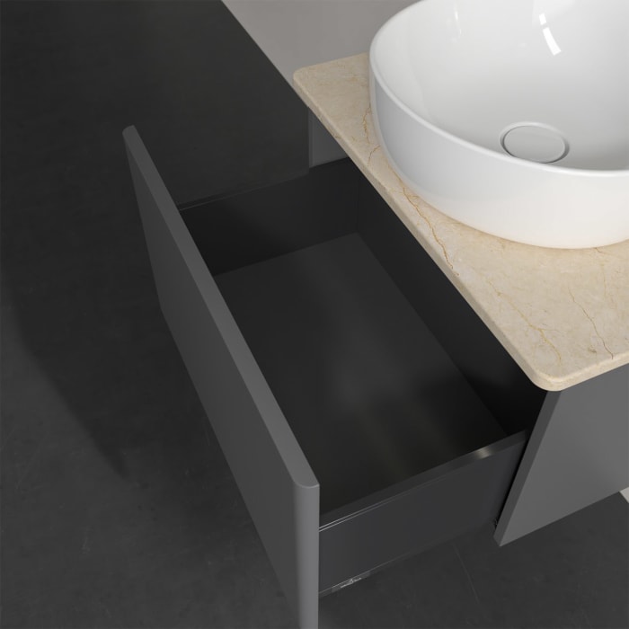 Villeroy & Boch Antao Waschbeckenunterschrank, 60 x 36 cm, 1 Auszug mit LED-Licht, Front ohne Struktur, ohne Hahnloch