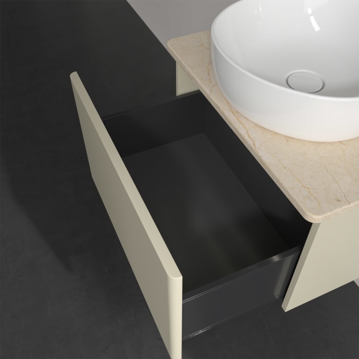 Villeroy & Boch Antao Waschbeckenunterschrank, 60 x 36 cm, 1 Auszug mit LED-Licht, Front ohne Struktur, ohne Hahnloch