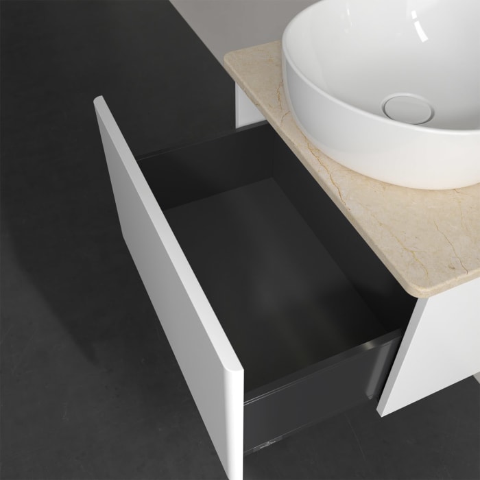 Villeroy & Boch Antao Waschbeckenunterschrank, 60 x 36 cm, 1 Auszug mit LED-Licht, Front ohne Struktur, ohne Hahnloch