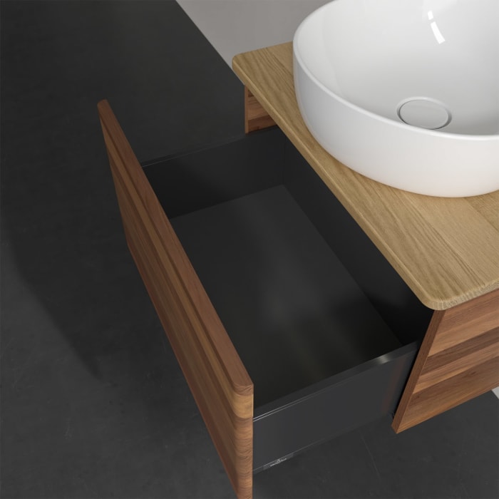 Villeroy & Boch Antao Waschbeckenunterschrank, 60 x 36 cm, 1 Auszug mit LED-Licht, Front ohne Struktur, mit Hahnloch