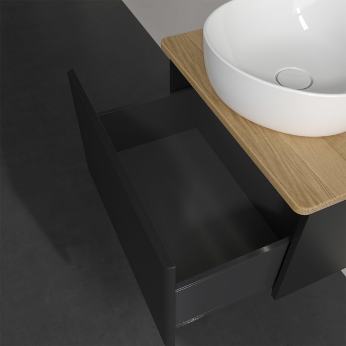 Villeroy & Boch Antao Waschbeckenunterschrank, 60 x 36 cm, 1 Auszug mit LED-Licht, Front ohne Struktur, mit Hahnloch