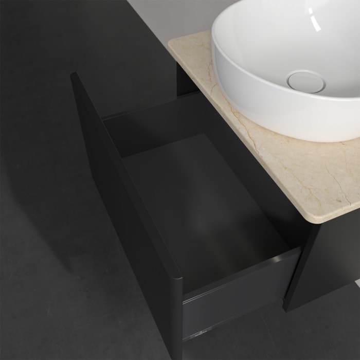 Villeroy & Boch Antao Waschbeckenunterschrank, 60 x 36 cm, 1 Auszug mit LED-Licht, Front ohne Struktur, mit Hahnloch