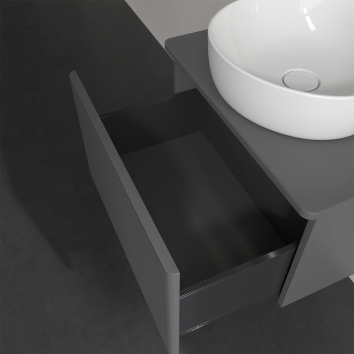 Villeroy & Boch Antao Waschbeckenunterschrank, 60 x 36 cm, 1 Auszug mit LED-Licht, Front mit Struktur, ohne Hahnloch