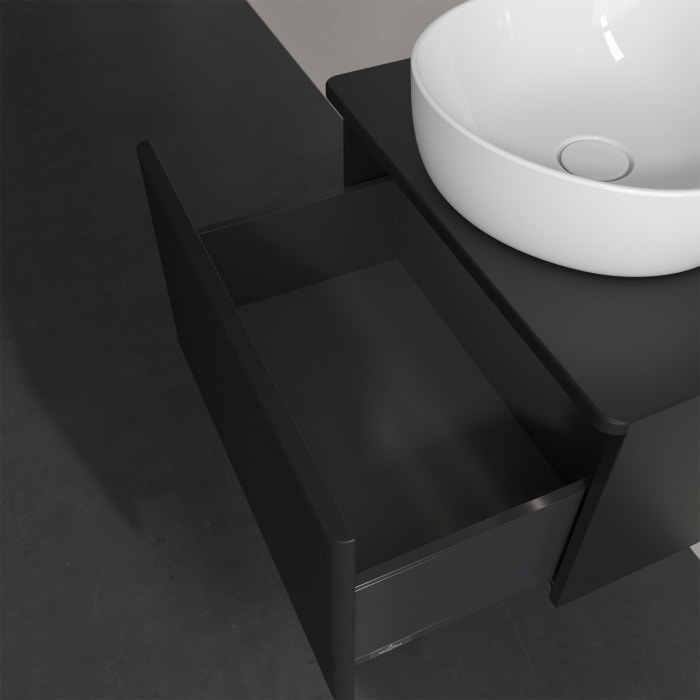 Villeroy & Boch Antao Waschbeckenunterschrank, 60 x 36 cm, 1 Auszug mit LED-Licht, Front mit Struktur, ohne Hahnloch