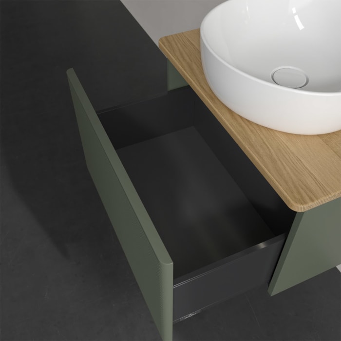 Villeroy & Boch Antao Waschbeckenunterschrank, 60 x 36 cm, 1 Auszug mit LED-Licht, Front mit Struktur, ohne Hahnloch