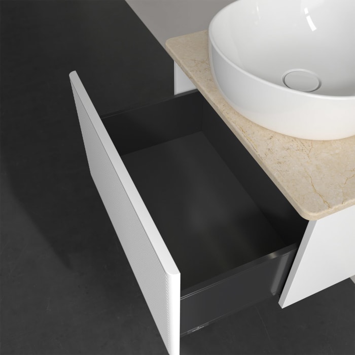 Villeroy & Boch Antao Waschbeckenunterschrank, 60 x 36 cm, 1 Auszug mit LED-Licht, Front mit Struktur, ohne Hahnloch