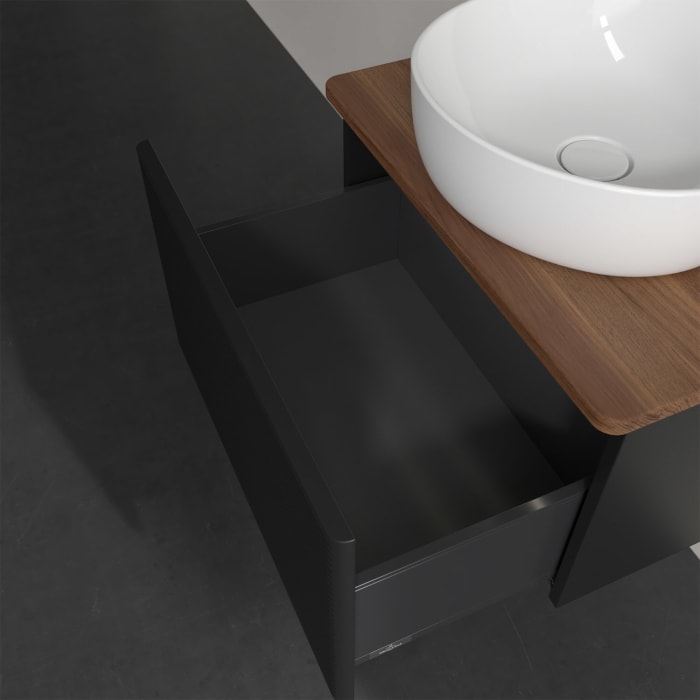 Villeroy & Boch Antao Waschbeckenunterschrank, 60 x 36 cm, 1 Auszug mit LED-Licht, Front mit Struktur, mit Hahnloch