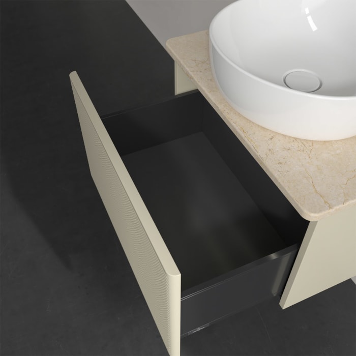 Villeroy & Boch Antao Waschbeckenunterschrank, 60 x 36 cm, 1 Auszug mit LED-Licht, Front mit Struktur, mit Hahnloch