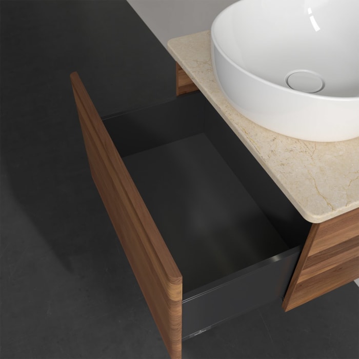 Villeroy & Boch Antao Waschbeckenunterschrank, 60 x 36 cm, 1 Auszug mit LED-Licht, Front mit Struktur, mit Hahnloch