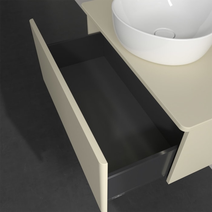 Villeroy & Boch Antao Waschbeckenunterschrank, 80 x 36 cm, 1 Auszug mit LED-Licht, Front ohne Struktur, ohne Hahnloch