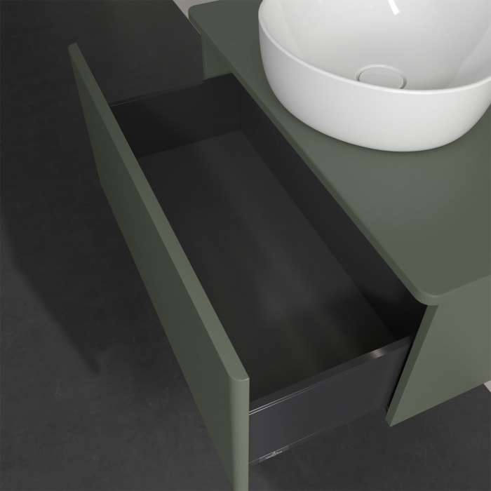 Villeroy & Boch Antao Waschbeckenunterschrank, 80 x 36 cm, 1 Auszug mit LED-Licht, Front ohne Struktur, ohne Hahnloch