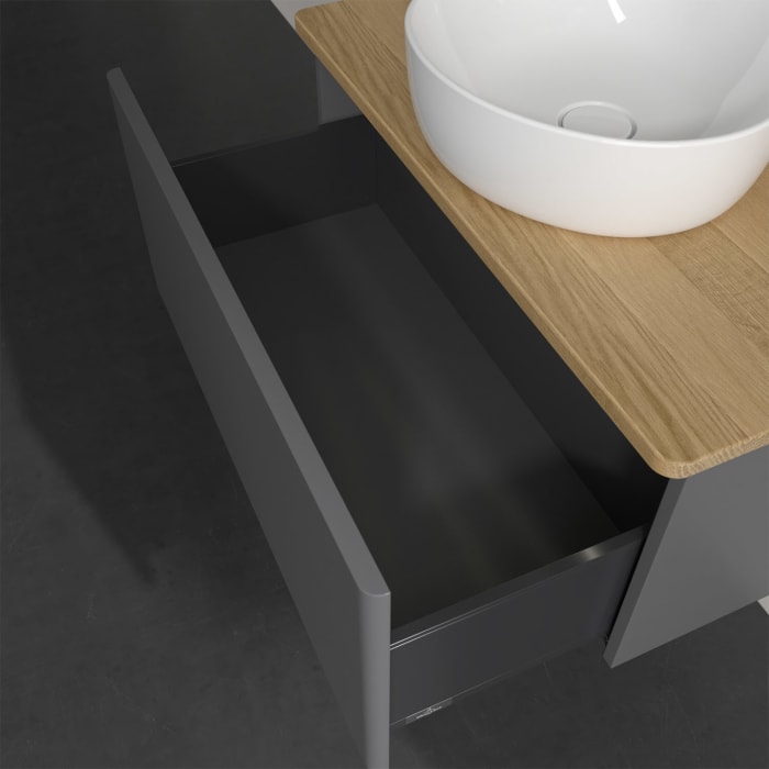 Villeroy & Boch Antao Waschbeckenunterschrank, 80 x 36 cm, 1 Auszug mit LED-Licht, Front ohne Struktur, ohne Hahnloch